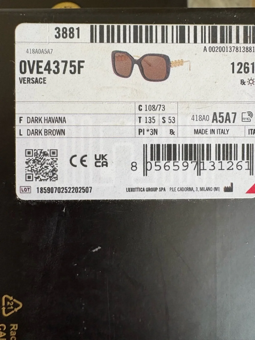 AUTHENTIC NEW Versace Gold Medusa Frame Glasses Brown Havana Box Dustbag WOW - Picture 5 of 8